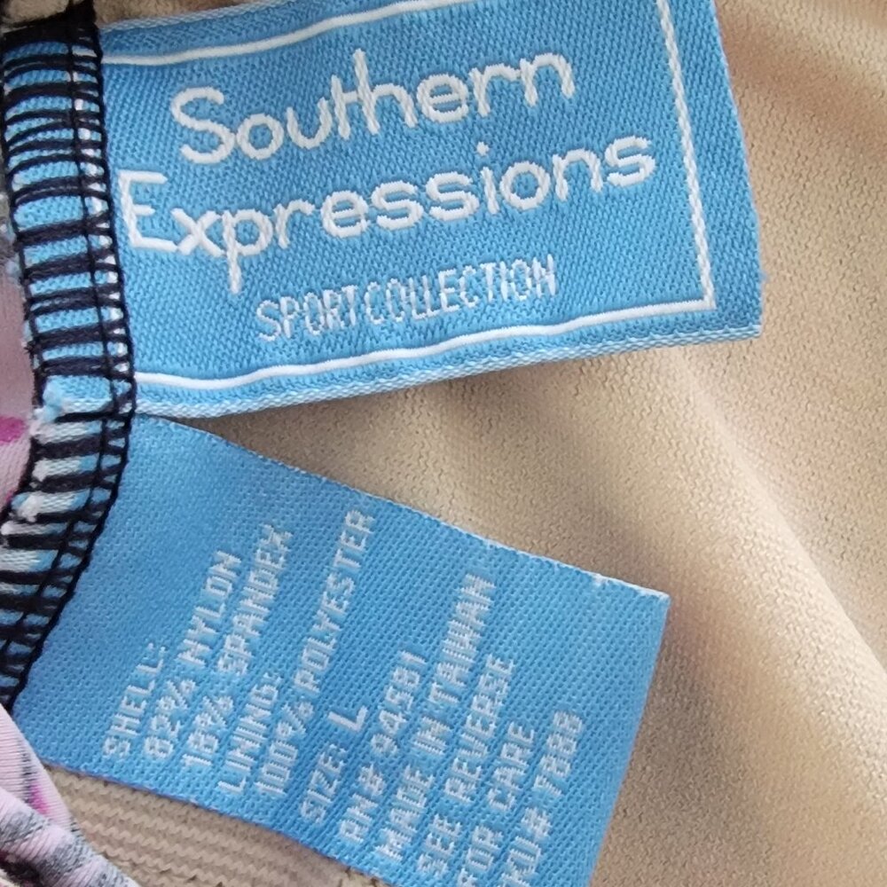 Southern Expressions Bikini Tankini Swim Top in Pink/Black/White Floral - Picture 5 of 7